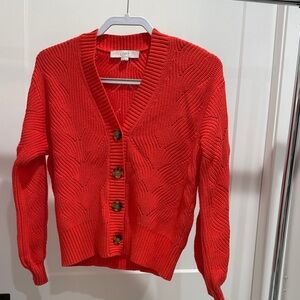 LOFT Vibrant Red Knit Cardigan